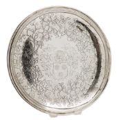 A George II Irish silver dish, maker's mark worn, Dublin,