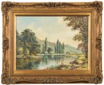 * Don Vaughan [b.1916]- A view along The Thames:- signed bottom right oil on canvas 29 x 39cm.