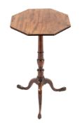A George III mahogany and inlaid octagonal occasional table:, the top decorated with boxwood lines,