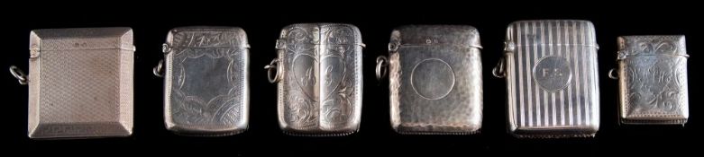 A George V silver vesta case, maker Arthur Barnett & Co Ltd, Birmingham, 1910: initialled,