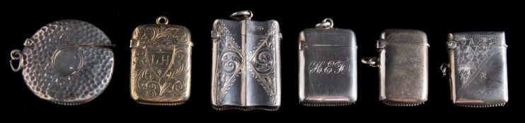 A Victorian silver gilt vesta case, maker John Edward Wilmot, Birmingham, 1898: initialled,