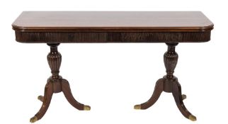 A rosewood rectangular side or tea table of large size in the Regency taste:,