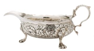 A George II Scottish silver sauce boat , maker Ker & Dempster, Edinburgh,