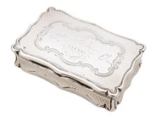 A Victorian silver snuff box, maker Edward Smith Birmingham, 1851: initialled,