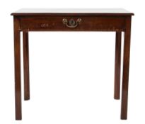 A George III mahogany rectangular side table:, the top with a moulded edge,