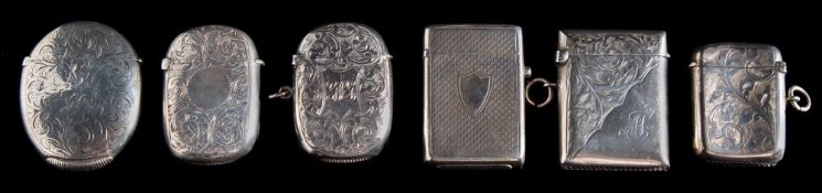 A Victorian silver vesta case, maker Hilliard & Thomason, Birmingham, 1884?: initialled,