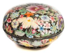 A Chinese famille rose millefleur bowl and cover: painted overall with brightly coloured flowers