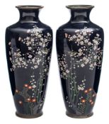 A pair of Japanese small cloisonne vases: of ovoid outline,