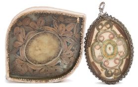 An early 19th century quillwork reliquary: of lozenge design,