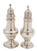 A George III silver pepperette, maker GS? possibly George Smith II, London, 1790?: of baluster form,