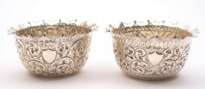 A pair of Victorian silver bowls, maker Charles Edwards, London,