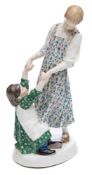 A Meissen porcelain figure: of a young girl modelled after the original by Alfred KÖnig,