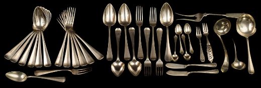 A collection of Dutch and continental silver and plated flatwares: including ten tablespoons,