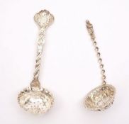 A Victorian silver sifting spoon, maker JRH, London,
