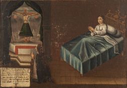 South American School, 18th Century- A Votive painting, inscribed 'Cathalina Iuaro,