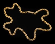 A necklace of rope-twist linking: the clasp stamped '15', 14gms gross weight.