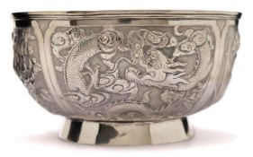 A late 19th/early 20th century Chinese silver circular bowl, maker Woshing, Shanghai:,