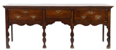 An 18th Century oak rectangular dresser base:,