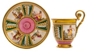 A Sèvres porcelain cup and saucer (tasse au chocolat A.B.