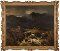 William James Muller [1812-1845]- Upland scene:, tumbling stream in the foreground,