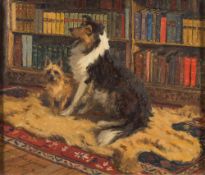 Lionel Birch [1858-1930] - Scot and Laddie in the library at Benchams,