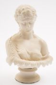 A Copeland parian bust of Clytie: modelled after the antique her head and scantily clad shoulders
