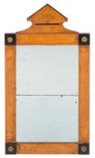 A 19th Century Swedish satin birch, ebonised and inlaid wall mirror:,
