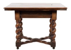 A Flemish rosewood rectangular side table:, the banded top with a moulded edge,