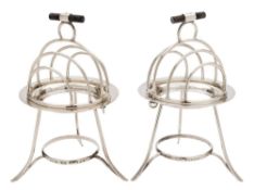 Asprey & Co, a pair of silver plated toast racks: of domed form with four divisions,