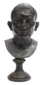 After the Antique, a bronze bust of Lucius Caecilius Lucundus of Pompeii:, mounted on a socle base,
