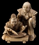 A Japanese carved ivory netsuke,