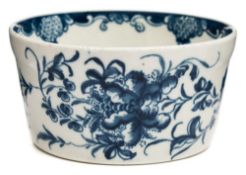 A First Period Worcester porcelain potted meat tub: of circular mildly tapering form with