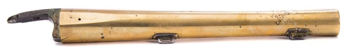 An 18th century brass flintlock gun barrel by H.W.