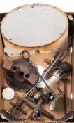 A collection of various lighthouse burners and related equipment:,