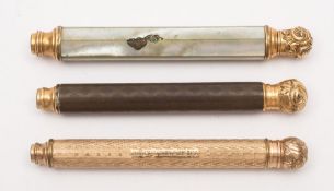 Three late 19th century Hick's patent type propelling pencils: