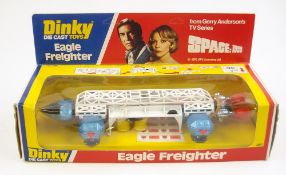 Dinky No 360 'Space 1999' Eagle Freighter':, white, blue and red rear and side thrusters,