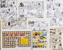 A collection of 1970s/80s original comic artwork including 'Teddy Scare',