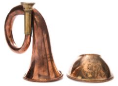 A Georgian gilt brass gorget:, with crown and 'GR' cypher,