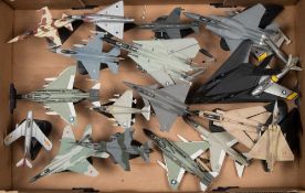 A collection of assorted diecast Jet fighters: various types with stands, unboxed.