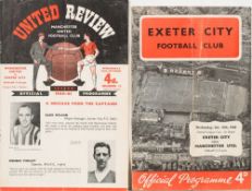 An Exeter City v Manchester United League cup 1st round programme 19th October 1960:,