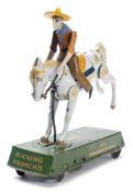 An early 20th century tinplate clockwork 'Wild West Bucking Broncho' by Lehmann, Germany:,