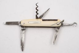 A late 19th/early 20th century ivory handle pocket knife by G Butler:,