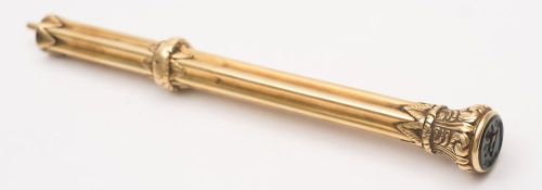 A yellow metal propelling pencil by S Mordan & Co, London:,