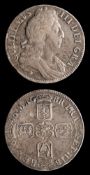 A William III (1694-1702) a silver crown, 1696: third bust, first harp, OCTAVO.