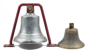 A George VI polished steel fire engine bell on frame:, stamped with crown and 'GR' cypher to top,