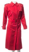 A lady's red trench coat by Burberrys, London, together with a green wool jacket by Valentino:,