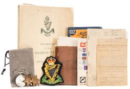 A WWII Normandy landing group of three for Cpl D J Worton 7047648, Royal Ulster Rifles:,