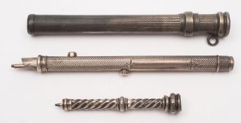 A sterling silver combination propelling pencil and pen by S Mordan & Co, London:,