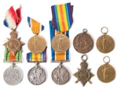 A WWI trio ' 19326 Pte A Green Leic R' with 1939-45 War Medal:,