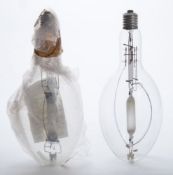 Two Thorn 1000w halide Trinity House elliptical lighthouse bulbs:, one from Trevose Head, Cornwall.